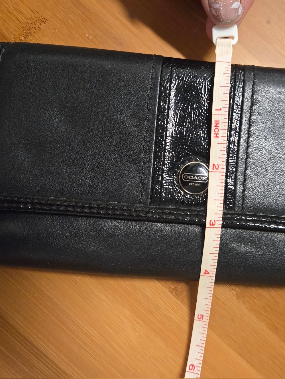 Coach Black Leather Clutch Wallet with Glossy Center Stripe - Picture 12 of 12